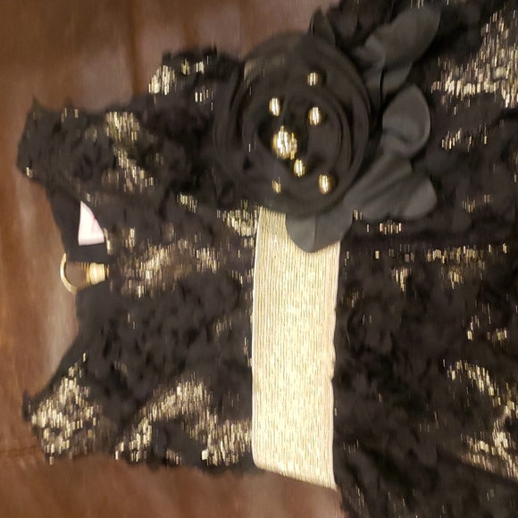 Zoe Ltd black gold flowers beaded dress gown 4 xs - Picture 3 of 7